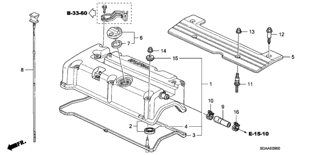 2007 Honda Accord 4 Door EX KA 5MT Cylinder Head Cover (L4) Diagram