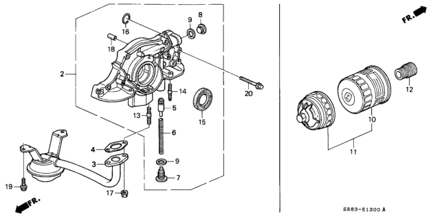1994 Honda Civic 2 Door EX (ABS) KA 5MT Oil Pump - Oil Strainer Diagram