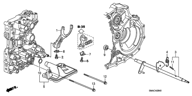 2010 Honda Civic AT Shift Fork Diagram