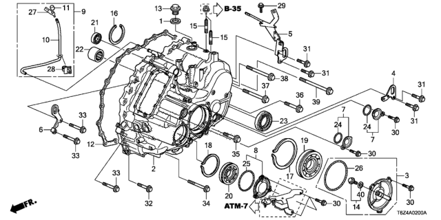 2019 Honda Ridgeline AT Transmission Case Diagram
