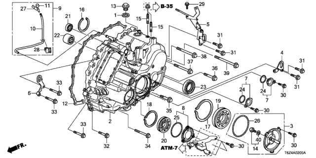 2017 Honda Ridgeline AT Transmission Case Diagram