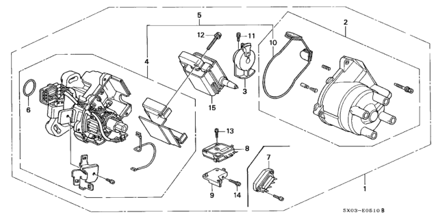 1995 Honda Odyssey Distributor (Hitachi) (2.2L) Diagram