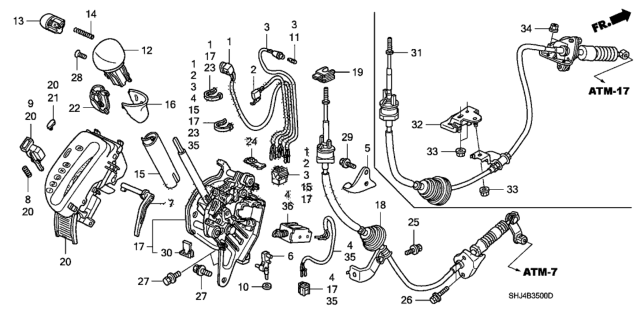 2010 Honda Odyssey Knob, Select Diagram for 54130-SHJ-A02