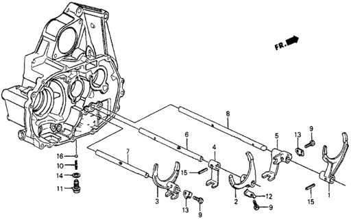 1986 Honda CRX Fork, Low Gearshift Diagram for 24221-PE6-000