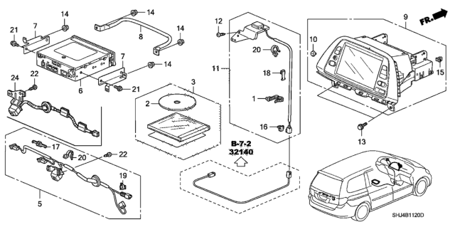 2005 Honda Odyssey Display Assy., Navigation (Matsushita) Diagram for 39810-SHJ-A02