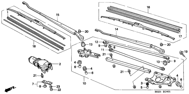 1996 Honda Civic Motor, Front Wiper (Ka) Diagram for 76505-S00-A01