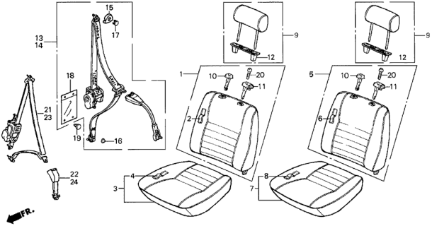 1987 Honda Civic Front Seat - Seat Belt Diagram