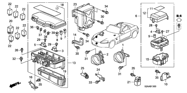 2009 Honda S2000 Box Assembly, Relay Diagram for 38250-S2A-A04