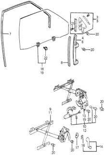 1984 Honda Accord Regulator Assembly, Left Front Door Power Diagram for 75320-SA6-674