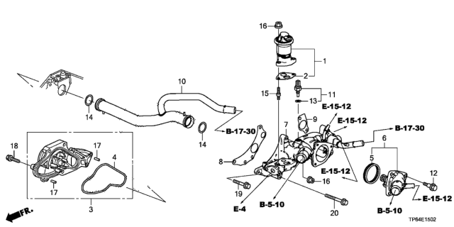 2013 Honda Crosstour 5 Door EXL (4WD) KA 6AT Water Pump (V6) Diagram
