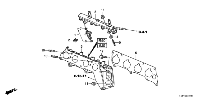 2012 Honda Civic Fuel Injector (2.4L) Diagram