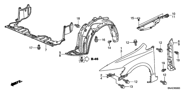 2011 Honda Civic Front Fenders Diagram