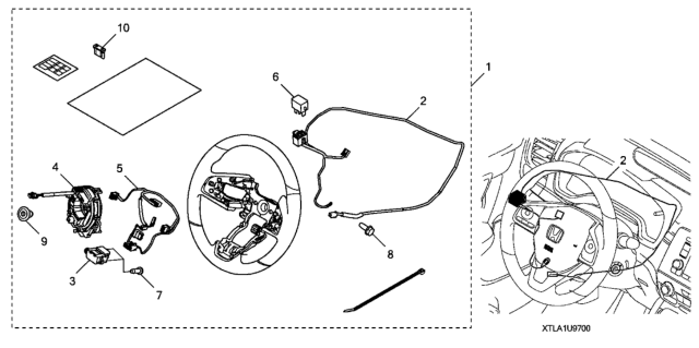 2019 Honda CR-V 5 Door EX (AWD/INDIANA) KA CVT Steering Wheel (Heated) Diagram