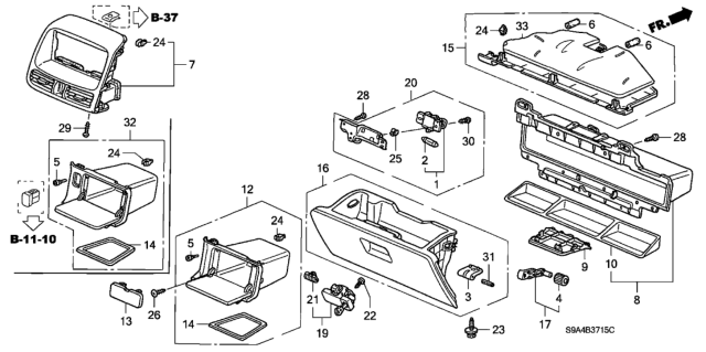 2002 Honda CR-V Instrument Panel Garnish (Passenger Side) Diagram