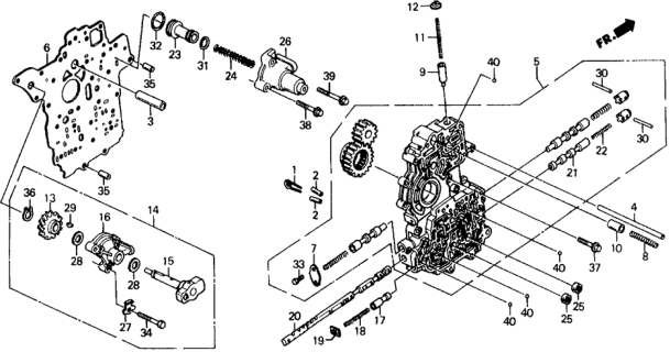 1990 Honda Civic 5 Door 4WD (1600) KA 4AT AT Main Valve Body Diagram