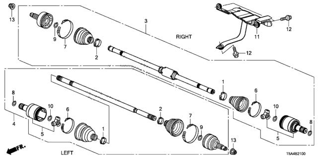 2018 Honda Fit Shaft Assembly, L Drive Diagram for 44306-T5R-A92