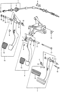 1985 Honda Accord 4 Door STD KA 4AT Brake Pedal - Clutch Pedal Diagram