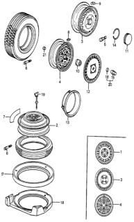 1985 Honda Accord 3 Door LX KA 4AT Wheel - Tire Diagram