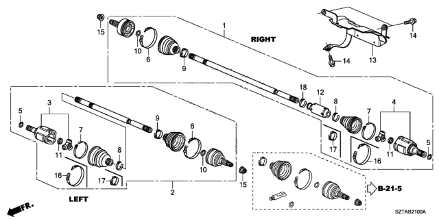 2013 Honda CR-Z Driveshaft Assembly, Driver Side Diagram for 44306-SZT-A01