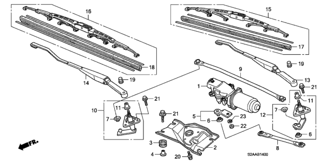 2009 Honda S2000 Rod Unit B Diagram for 76550-S2A-003