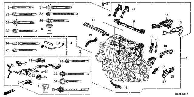 2012 Honda Civic 4 Door SI (NAVIGATION) KA 6MT Engine Wire Harness (2.4L) Diagram