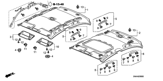 2009 Honda Civic Lining Assy., Roof *YR400L* (Sunroof) (SIENNA BEIGE) Diagram for 83200-SNB-A62ZD