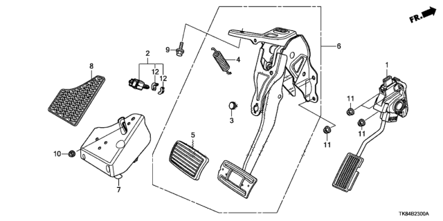 2012 Honda Odyssey 5 Door LX KA 5AT Pedal Diagram