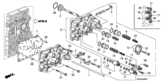 2007 Honda Accord 4 Door EX KA 5AT AT Servo Body (L4) Diagram