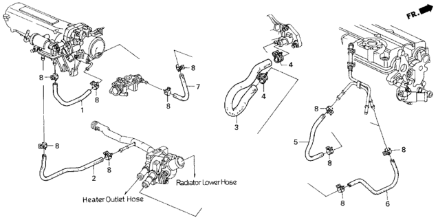 1996 Honda Del Sol Water Hose (V-TEC) Diagram