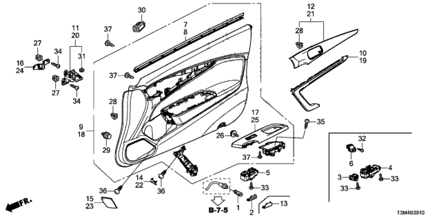 2017 Honda Accord Base, L. Ornament *NH1025L* (SPINDLE METAL3) Diagram for 83562-T3L-A71ZA