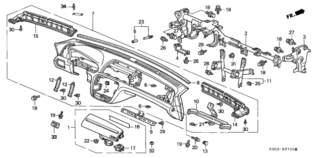 1998 Honda Prelude Panel Assy., Instrument *YR169L* (MILD BEIGE) Diagram for 77100-S30-A02ZB