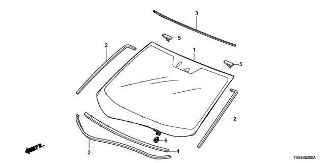 2016 Honda CR-V Set, Front Windshield Glass Diagram for 73111-T1W-A31