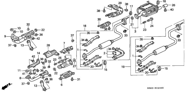 1993 Honda Civic Muffler Set, Exhuast (Usa) Diagram for 18030-SR1-J40