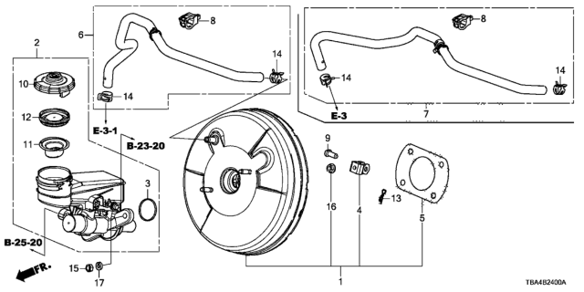 2016 Honda Civic Brake Master Cylinder  - Master Power Diagram