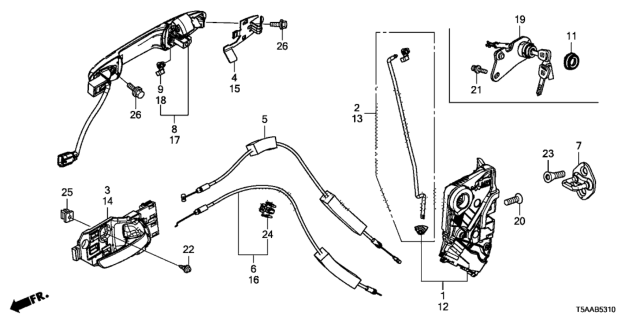 2019 Honda Fit Handle Assy., R. FR. Door (Outer) *Y70P* (Smart) (HELIOS YELLOW P II) Diagram for 72140-T5A-J01YF
