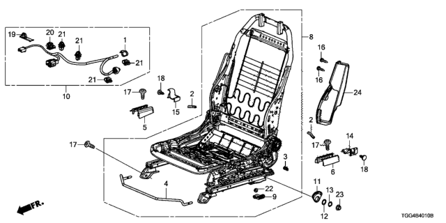 2020 Honda Civic Front Seat Components (Driver Side) (Manual Height) Diagram