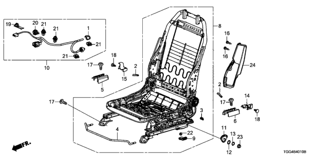 2017 Honda Civic Front Seat Components (Driver Side) (Manual Height) Diagram