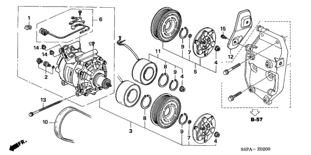 2005 Honda Civic A/C Compressor Diagram 2