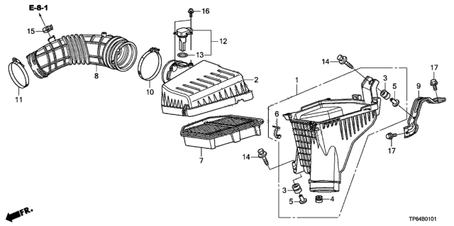 2013 Honda Crosstour 5 Door EXL (4 CYLINDER) KA 5AT Air Cleaner Diagram