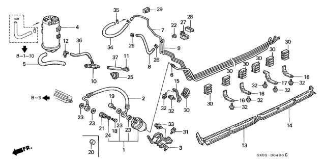 1997 Honda Odyssey 5 Door EX KA 4AT Fuel Pipe Diagram