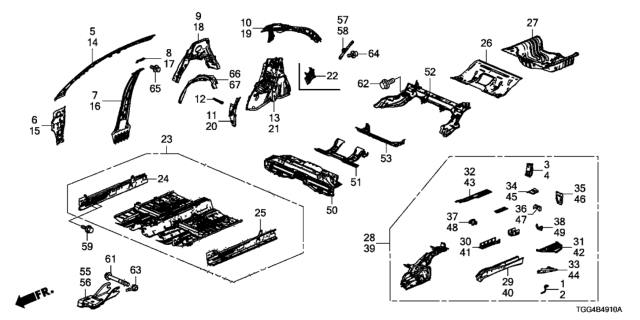 2017 Honda Civic Pillar, R. FR. (Upper) (Inner) Diagram for 64120-TGG-305ZZ