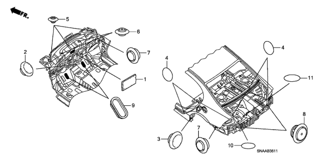 2009 Honda Civic Grommet (Rear) Diagram