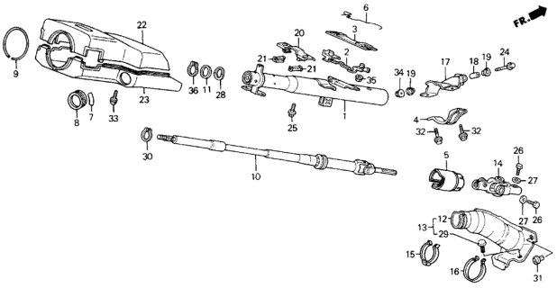 1988 Honda Civic Column, Steering Diagram for 53210-SH3-901