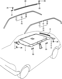 1982 Honda Civic 5 Door ** (WAGOVAN) KA HMT Headliner Trim Diagram