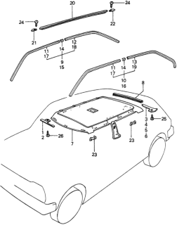 1980 Honda Civic Holder, L. FR. Side Lining Diagram for 70153-SA0-000