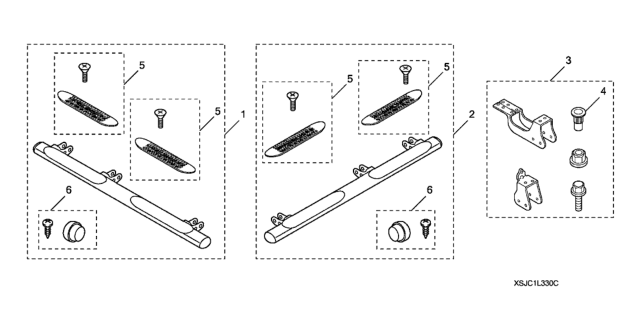 2011 Honda Ridgeline 4 Door RTS KA 5AT Side Steps (Tube Type) Diagram