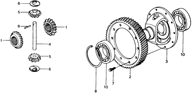 1976 Honda Civic 5 Door ** KA 4MT MT Differential Gear Diagram