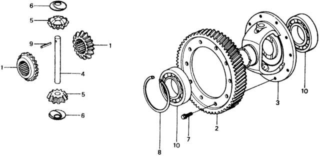 1977 Honda Civic MT Differential Gear Diagram