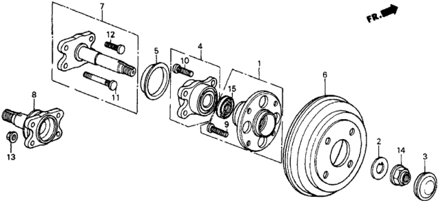 1986 Honda CRX Rear Brake Drum Diagram