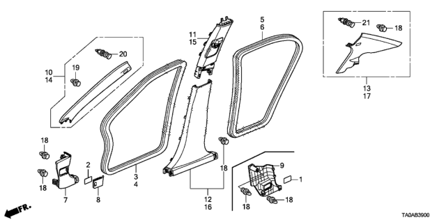 2012 Honda Accord Pillar Garnish Diagram